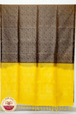 Brown Grey with Lemon Yellow Color Pure Silk Saree