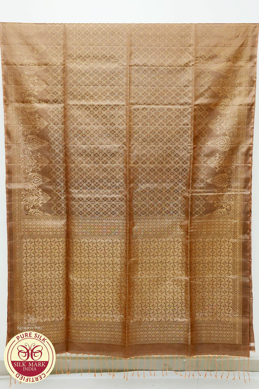 Biscuit Brown with Gold Color Pure Silk Saree