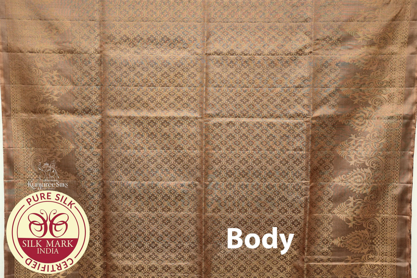 Biscuit Brown with Gold Color Pure Silk Saree