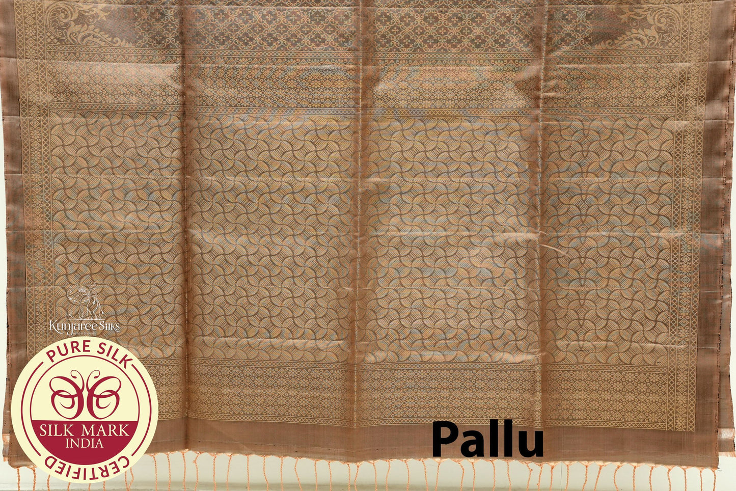 Biscuit Brown with Gold Color Pure Silk Saree