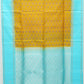 Mustard Yellow with Sky Blue Color Pure Silk Saree