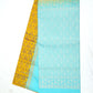 Mustard Yellow with Sky Blue Color Pure Silk Saree