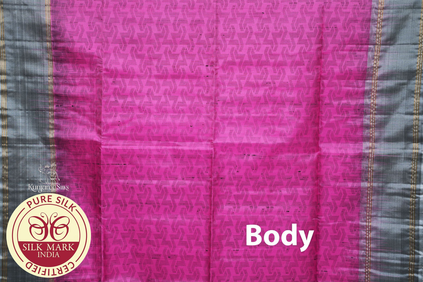 Pink with Grey Color Pure Silk Saree