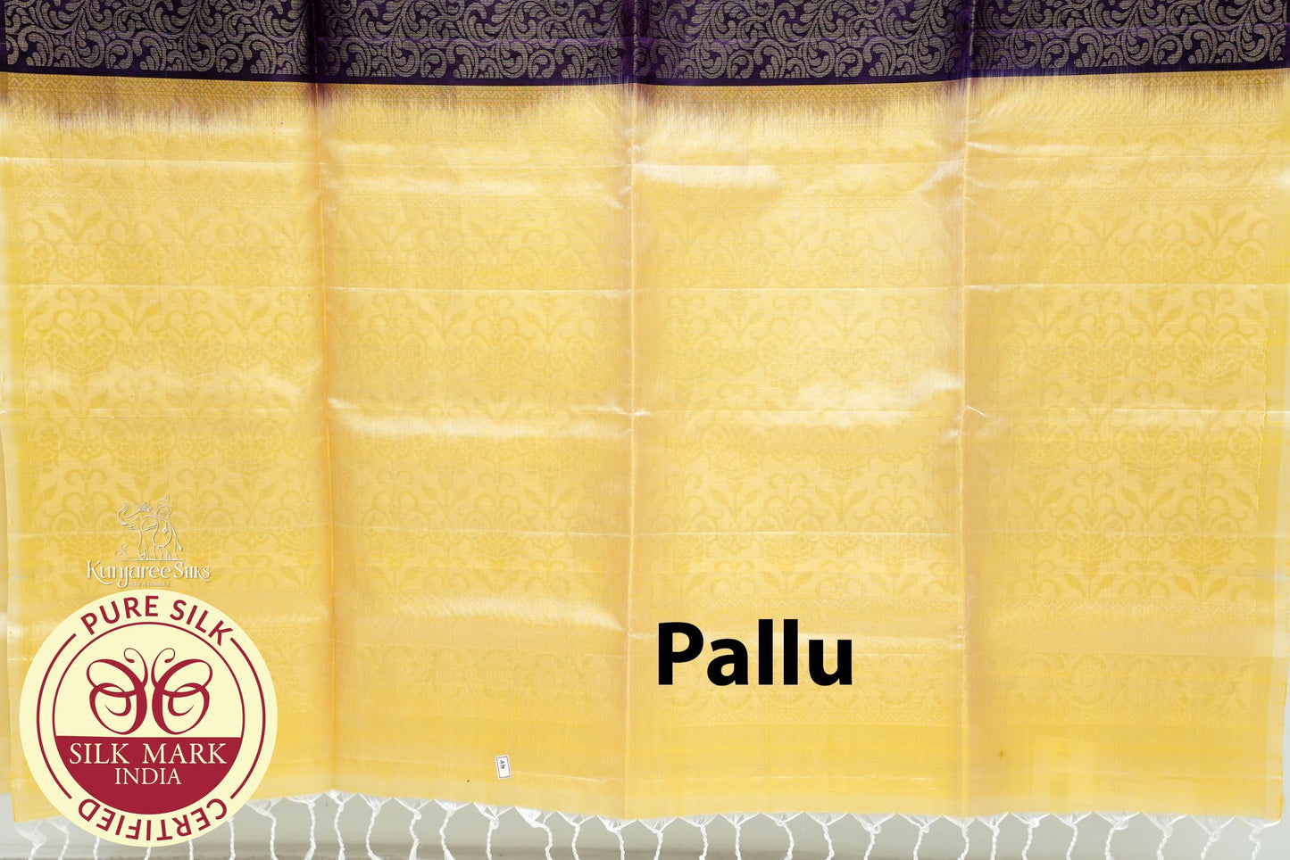 Purple with Lemon Yellow Color Pure Silk Saree