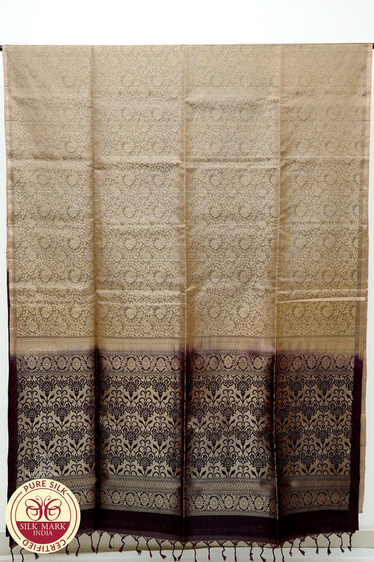 Biscuit with Brown Color Pure Silk Saree