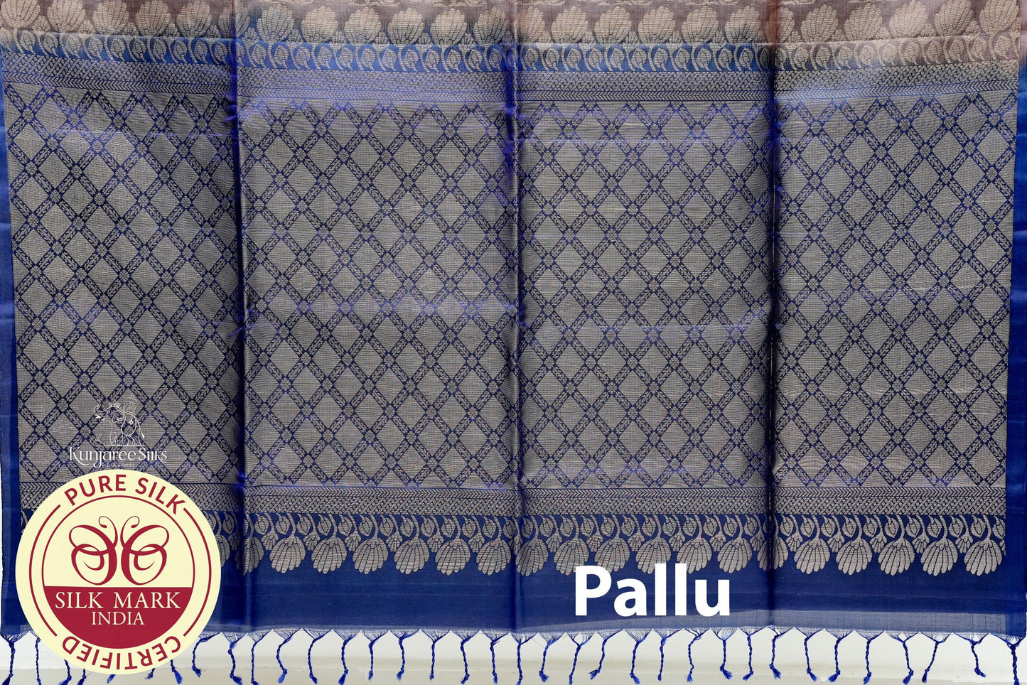 Biscuit with Royal Blue Color Pure Silk Saree