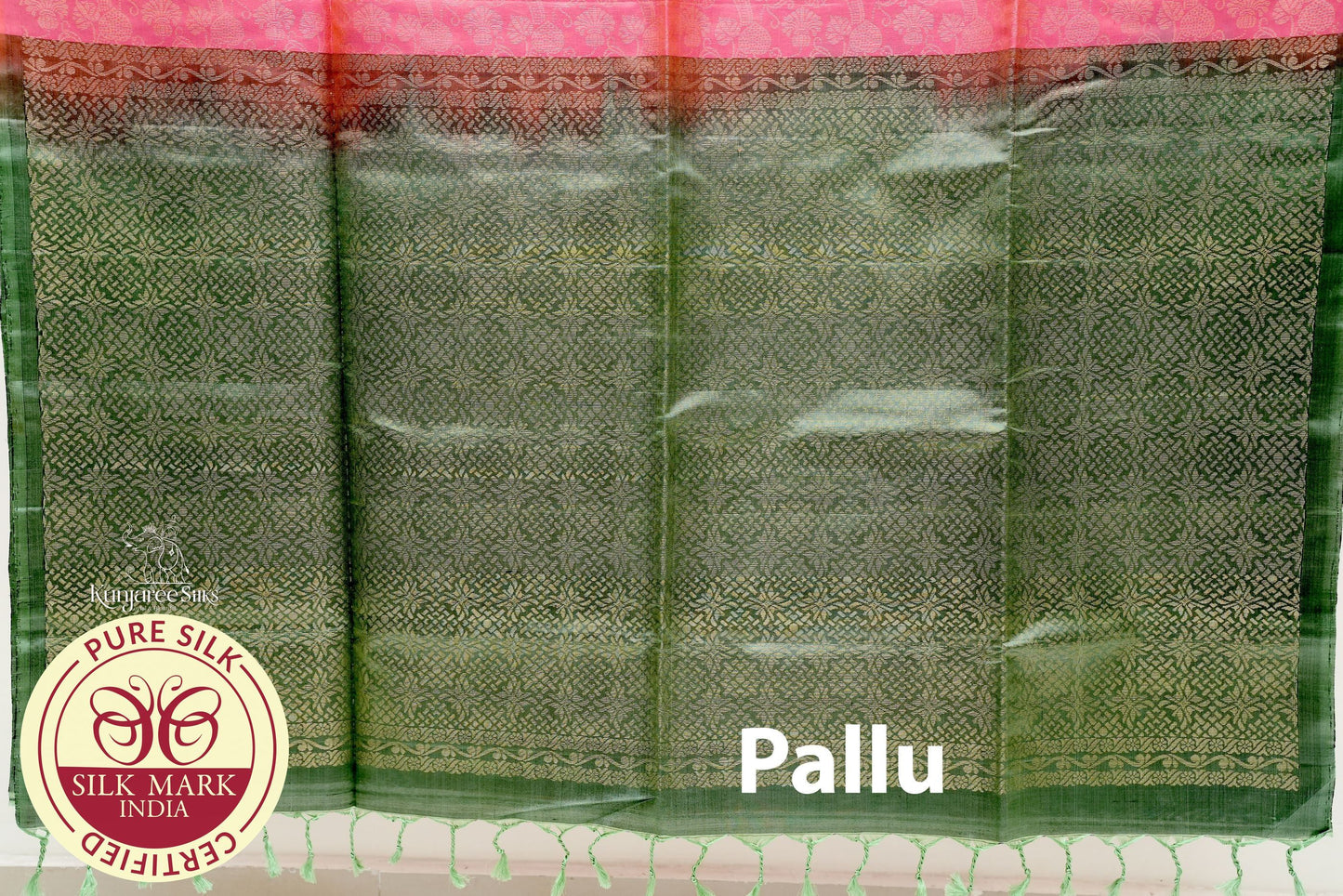 Onion Red with Bottle Green Color Pure Silk Saree