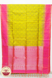 Mustard Yellow with Pink Color Pure Silk Saree