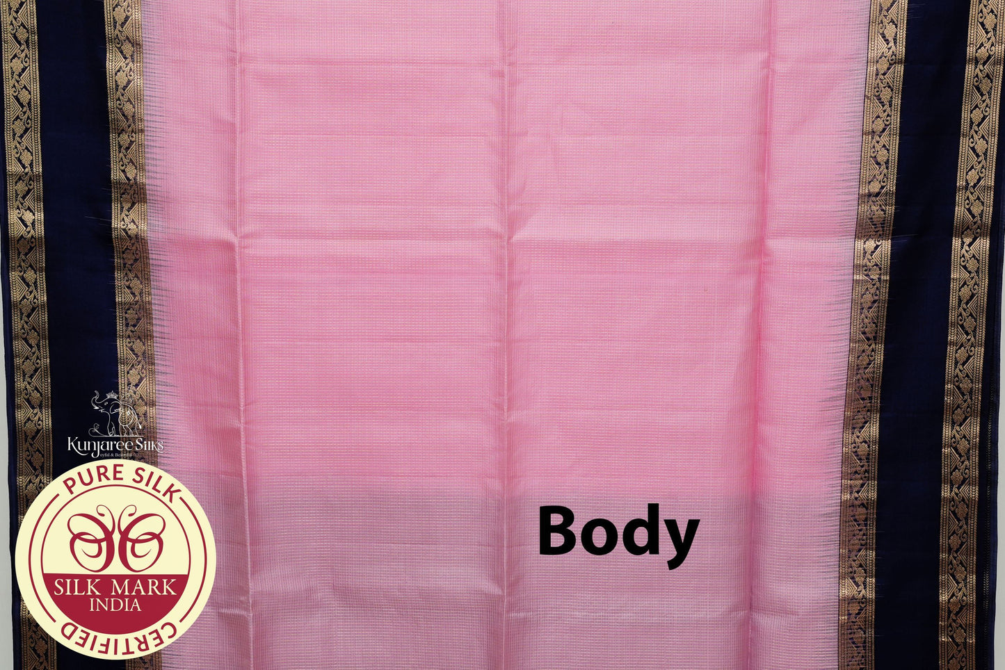 Baby Pink with Purple Color Pure Silk Saree