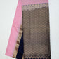 Pure Silk Handloom Soft Silk Saree – Baby Pink with Royal Blue Zari Border