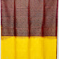 Brown with Lemon Yellow Color Pure Silk Saree