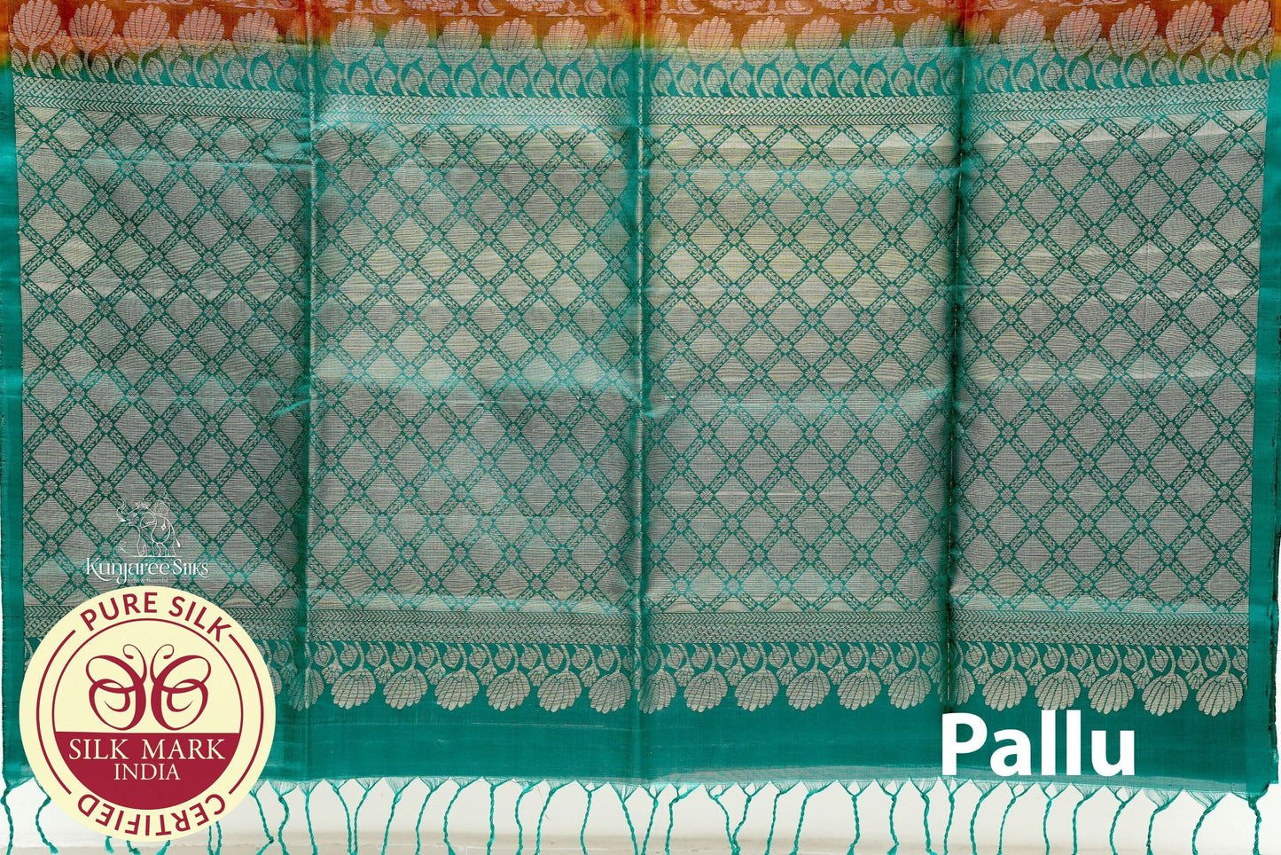 Brown with Green Color Pure Silk Saree