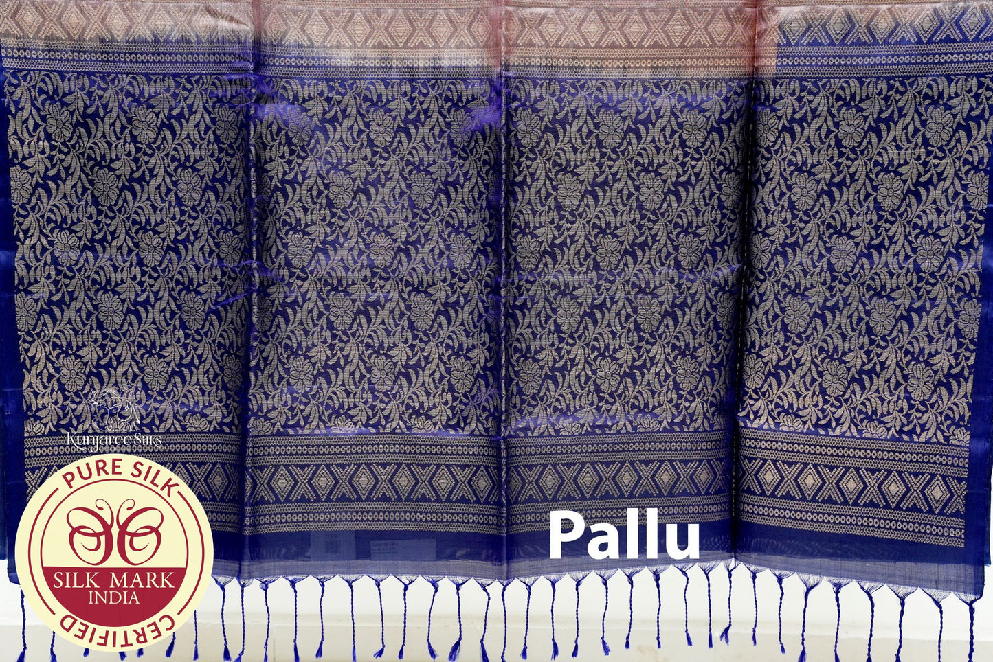 Brown with Royal Blue Color Pure Silk Saree