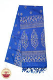 Royal Blue with Silver Color Pure Silk Saree