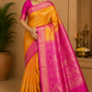 Pure Handloom Dual Tone Soft Silk Saree – Golden Mustard & Rani Pink