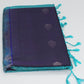 Royal Purple & Aqua Blue Pure Silk Handloom Saree with Silver Zari Floral Border