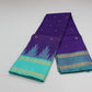 Blue & Aqua Light Blue Pure Silk Handloom Saree with Temple Border