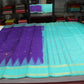 Blue & Aqua Light Blue Pure Silk Handloom Saree with Temple Border