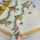 Elegant Kerala Cotton Saree with Traditional Elephant Motif & Golden Kasavu Border
