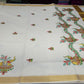 Elegant Kerala Cotton Saree with Traditional Elephant Motif & Golden Kasavu Border
