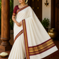 Kerala Cotton Saree with Traditional Maroon Kasavu Border