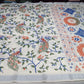 Elegant Kerala Cotton Saree with Peacock & Floral Heritage Print | Silver Kasavu Border