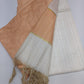Premium Peach Cotton Silk Unstitched Salwar Suit with Dual-Tone Striped Dupatta