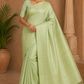Pure Handloom Borderless Soft Silk Saree – Pistachio Green Elegance