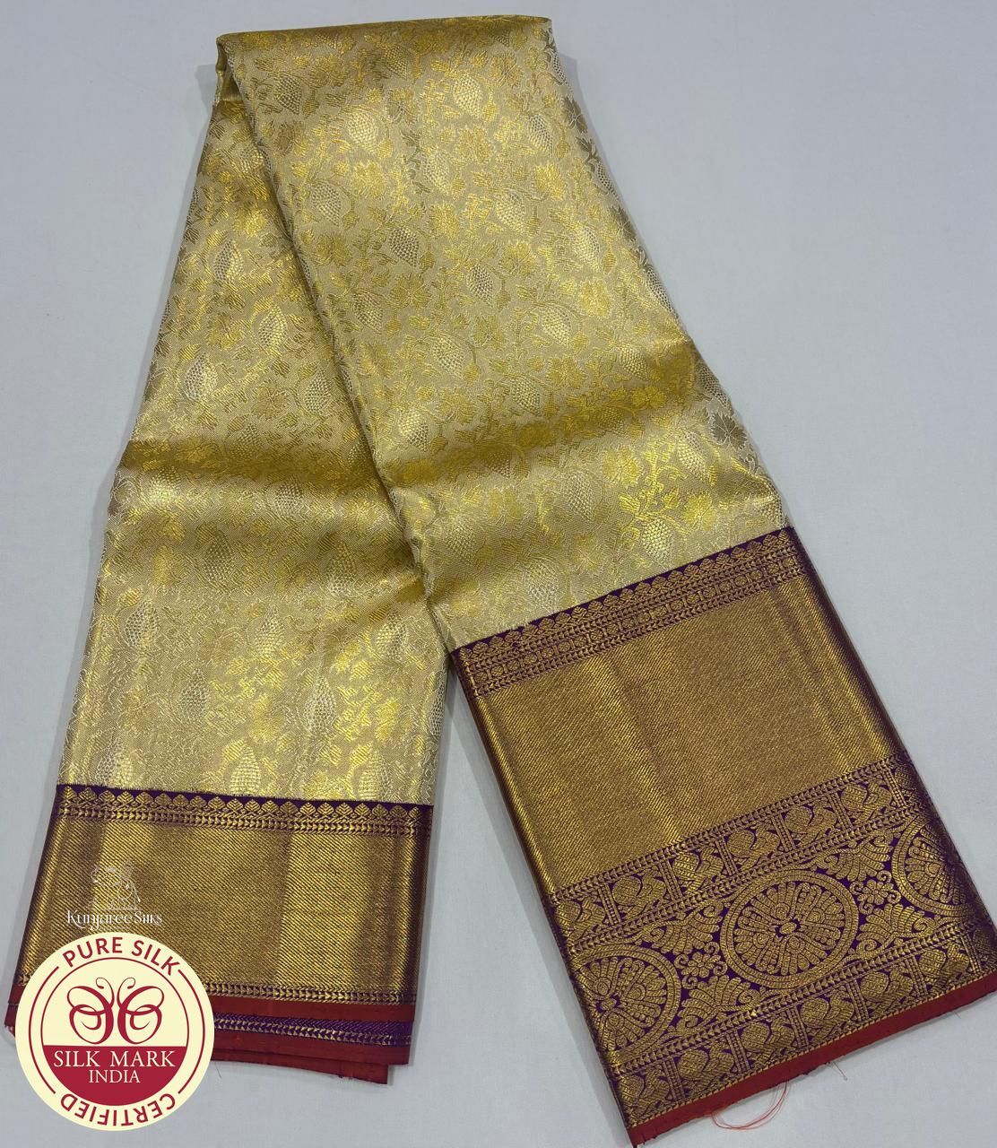 Rich Gold & Royal Purple Bridal Pure Kanjivaram Handloom Silk Saree