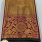 Dual Tone Gold  blue Meenakari design Kanjivaram Pure Silk Saree