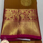 Kanjivaram Dual Tone Saree – Olive Gold Body with Rani Pink Rich Zari Pallu