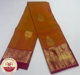 Dual-tone Brownish orange with  Hot Pink Pure Silk Kanjivaram Saree