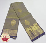 Dual-Tone Sap Grey with Purple  Pure Silk  Kanjivaram Saree