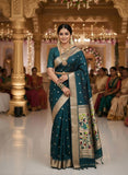 Deep Teal Green Paithani Silk Saree