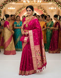 Deep pink Paithani silk saree