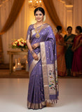 Lavender Purple Paithani Silk saree