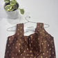 Coffee Brown Zari Butta Ready-Made Stretchable Blouse (32–42 Size) with Attached Sleeves