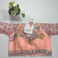 Peach Organza Bridal Readymade Blouse with Floral  Sleeves