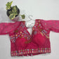 Hot Pink Organza Bridal Readymade Blouse with Pastel Floral Embroidery Sleeves