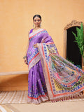 Elegant Lavender Purple Ready-to-Wear Saree with Kalamkari Art Pallu