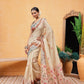 Graceful Beige Ready-to-Wear Saree with Artistic Floral & Nature Inspired Pallu