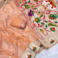 Peach Organza Silk Saree