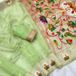 Pastel Pista Green Organza Silk Saree