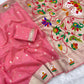 Rose Pink Organza Silk Saree