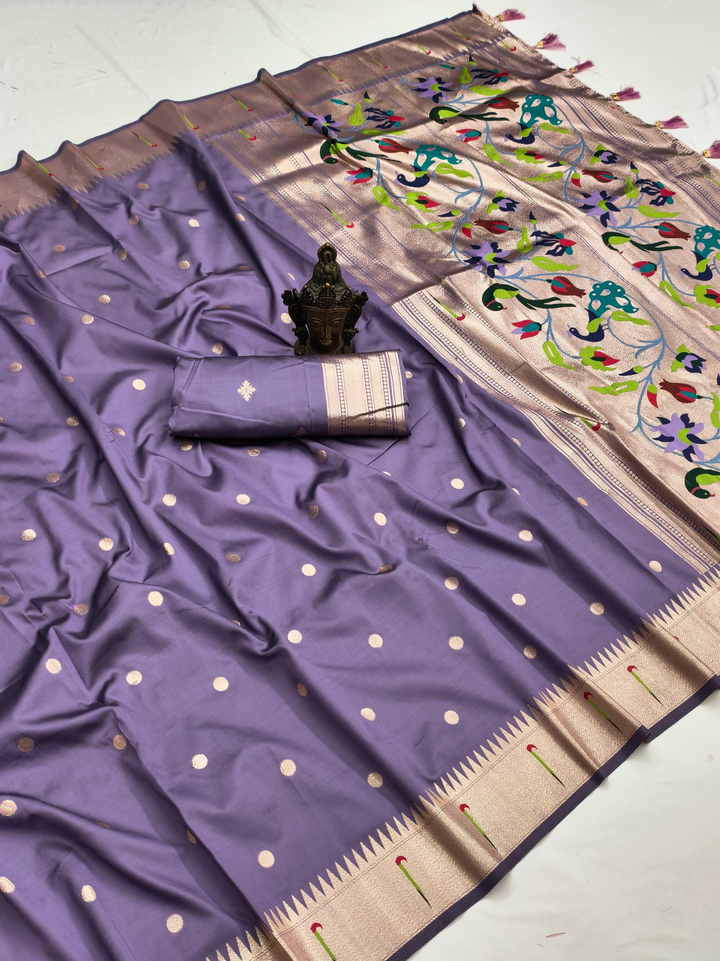Lavender Purple Paithani Silk saree