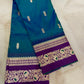 Elegant Peacock Blue Soft Silk Saree