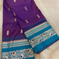 Royal Purple Soft Silk Saree with Peacock Blue Zari Border