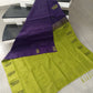 Royal Purple & Parrot Green Banana Silk Saree with Thread Buttas