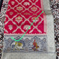 Bridal Red Banarasi Silk Saree with Dark Blue Zari Elephant Border