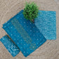 Elegant Teal Blue Embroidered Unstitched Salwar Suit with Printed Dupatta